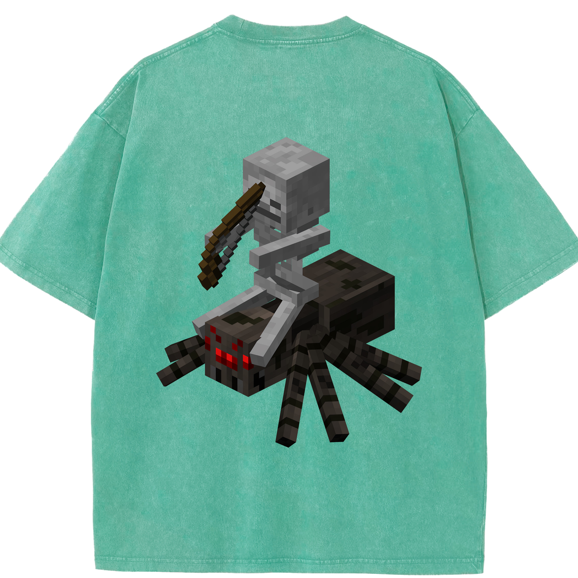 （画像用） マインクラフト ブロックの世界 Minecraft MC Block world 綿100% ヴィンテージ風 半袖Tシャツ（背面プリント）